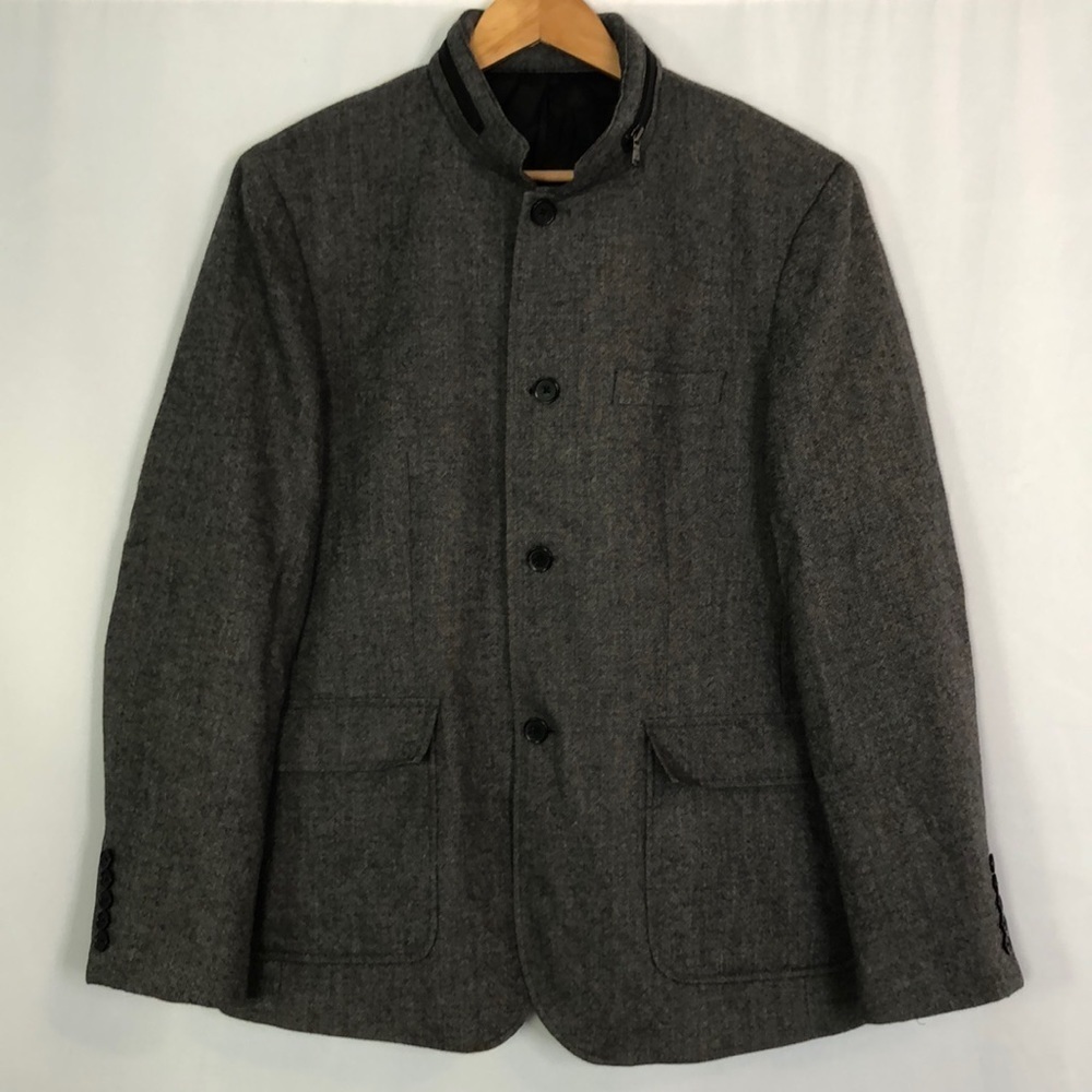 Kenneth Cole New York Mens 100% Wool Hooded Gray Size Large 42